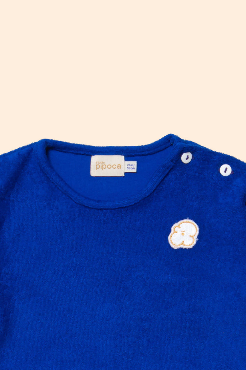 Blusa Manga Longa Bebê Atoalhada Azul