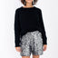 SHORTS BORDADO LUNA - PRATA COM GRAFITE