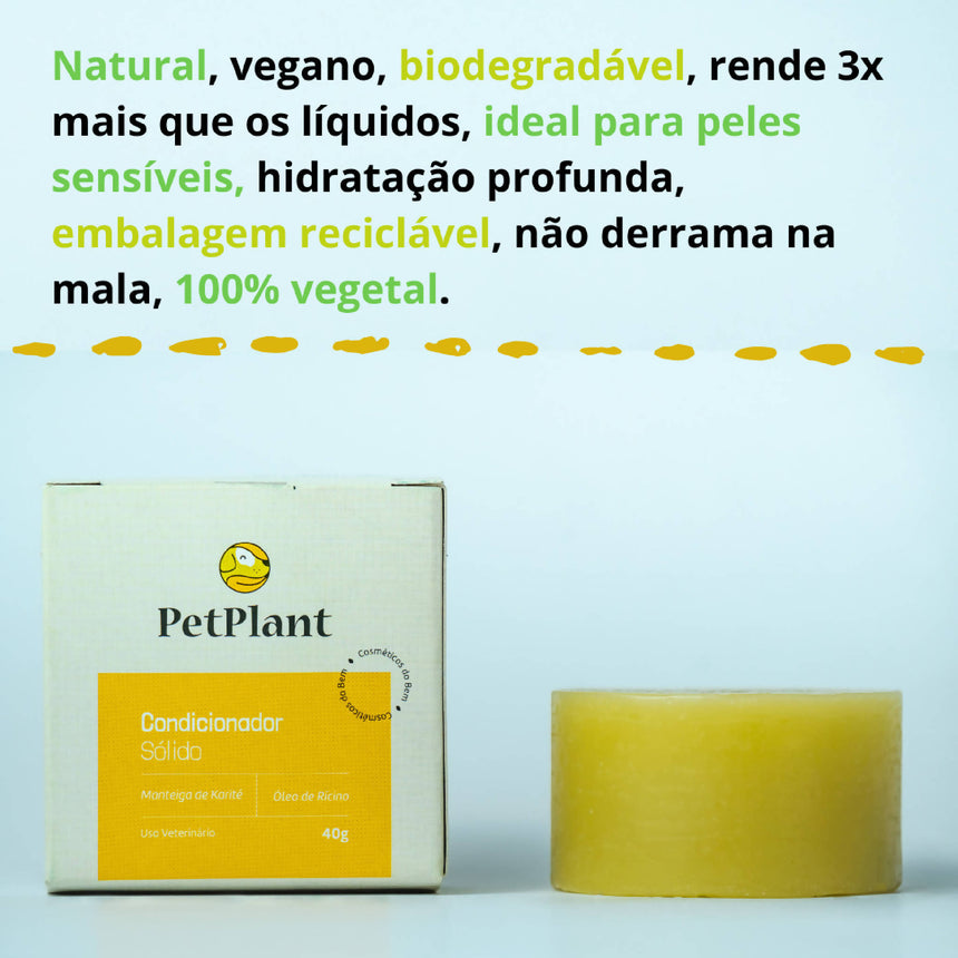 Condicionador Pet Sólido Natural e Vegano | Óleo de Rícino e Manteiga de Karité