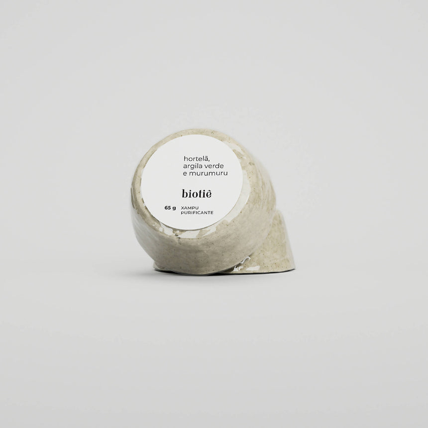 xampu em barra natural | purificante | hortelã, argila verde, murumuru (65 g)