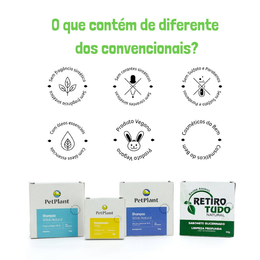 Shampoo Pet Sólido Natural e Vegano | Alecrim e Jaborandi - Revitalizante