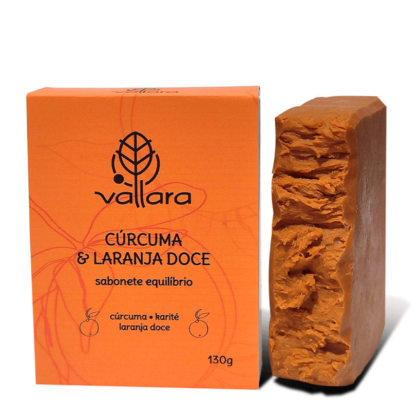 SABONETE VEGETAL - CÚRCUMA, KARITÉ E LARANJA DOCE