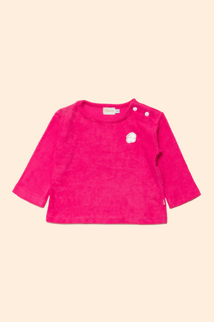 Blusa Manga Longa Infantil Atoalhada Rosa