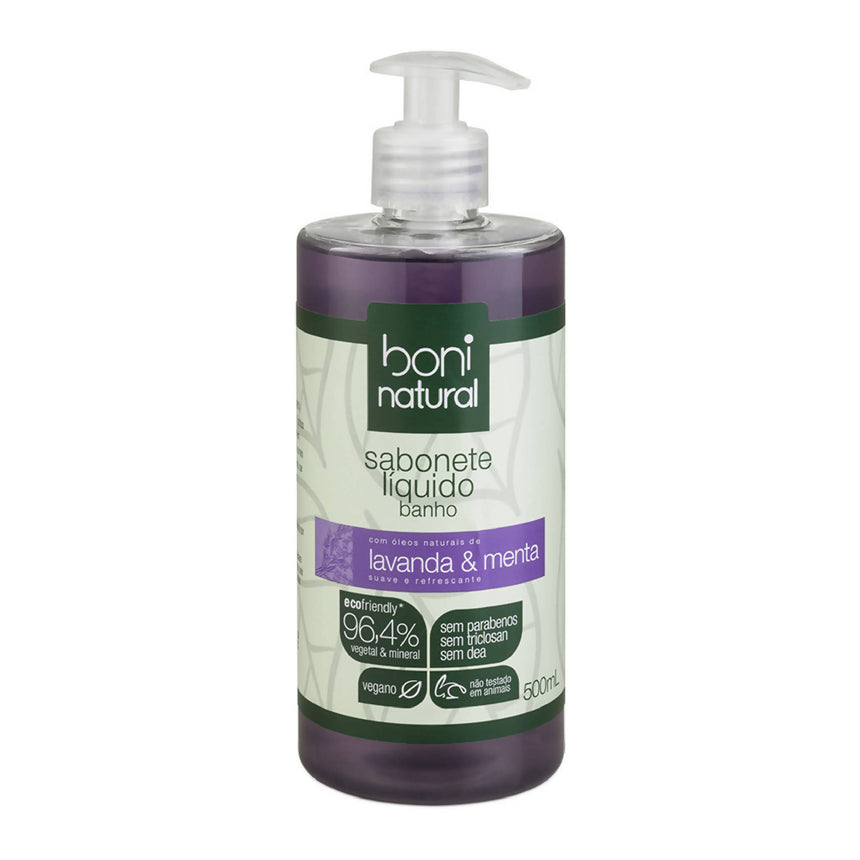 Sabonete Líquido com Óleos Naturais de Lavanda e Menta 500ml - Boni Natural