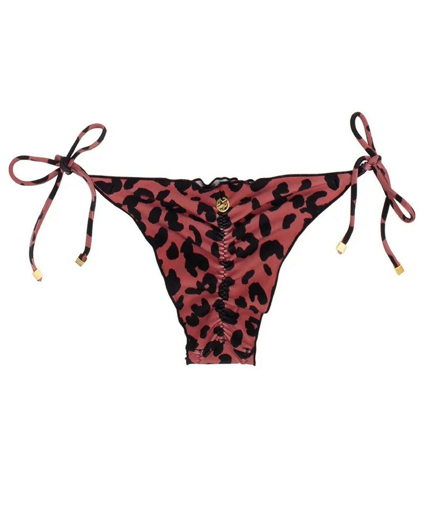 Calcinha de Biquíni Ripple de Amarrar Animal Print Onça