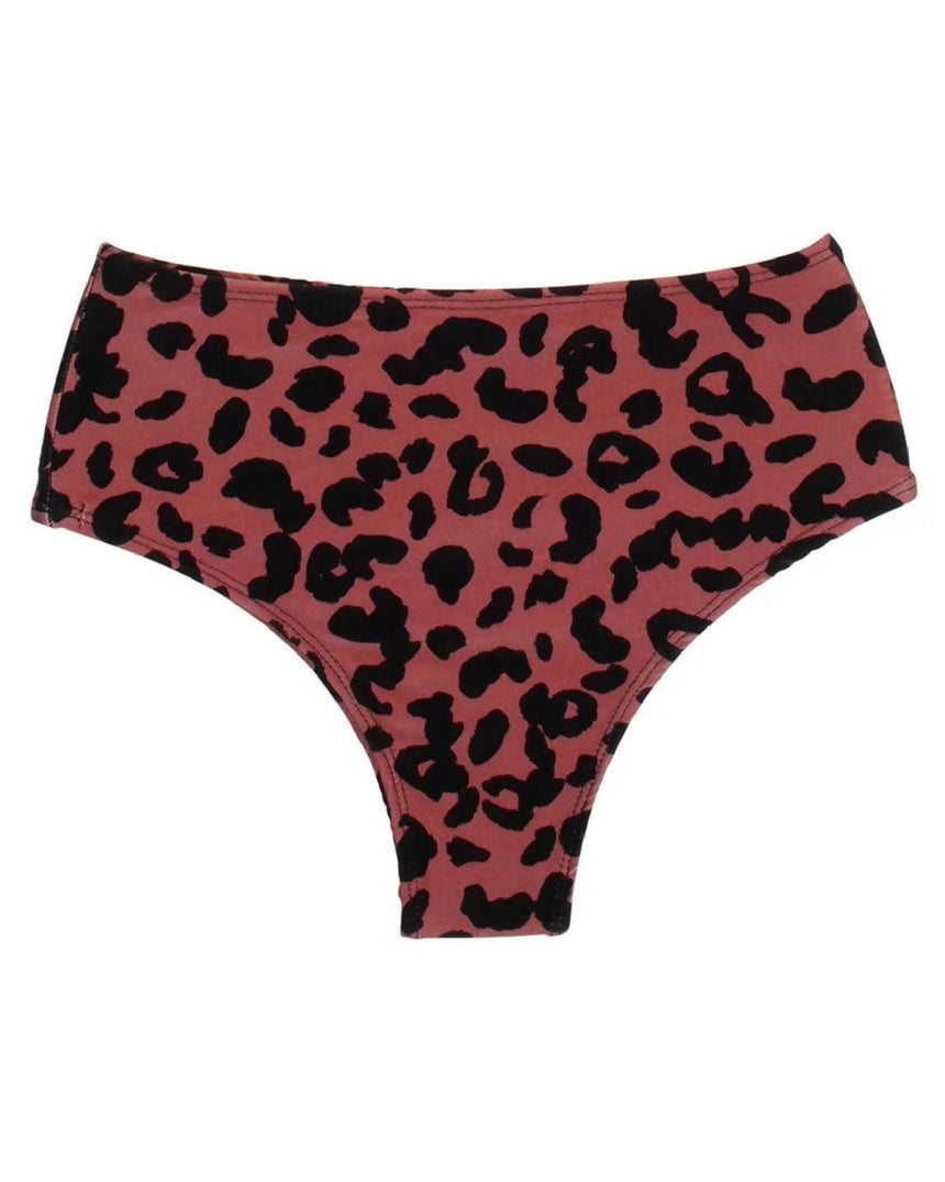 Calcinha de Biquíni Hot Pants Cintura Alta Animal Print Onça