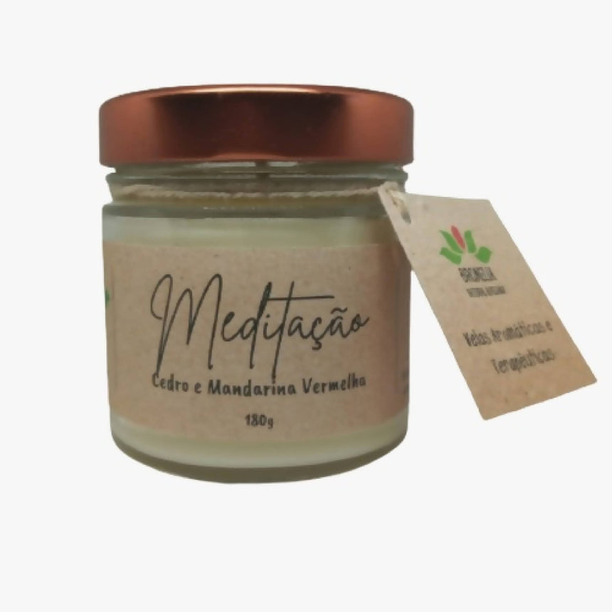 Meditação - Vela Natural de Cedro e Mandarina Vermelha Bromelia 180g