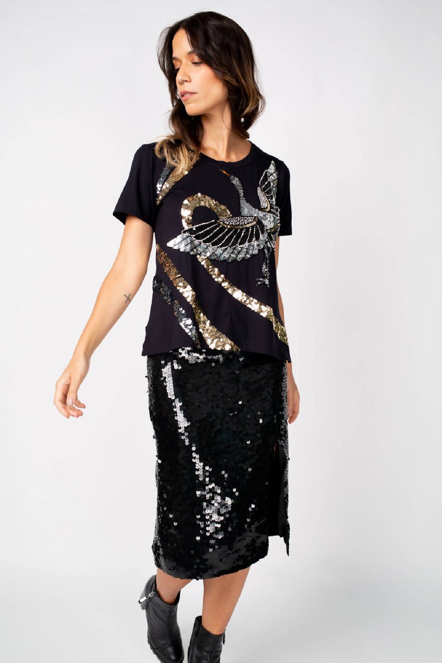 T-SHIRT CISNE - PRETO