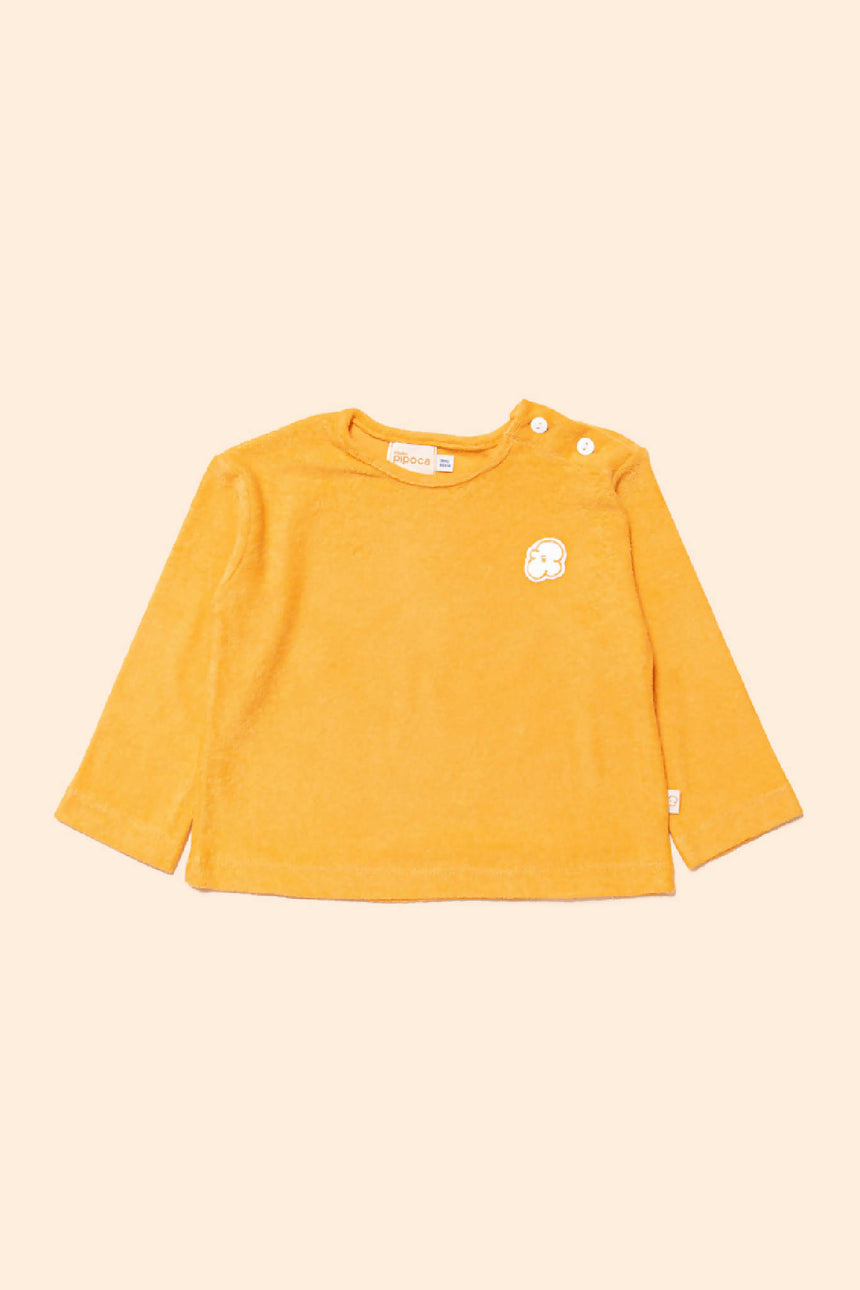 Blusa Manga Longa Infantil Atoalhada Mostarda