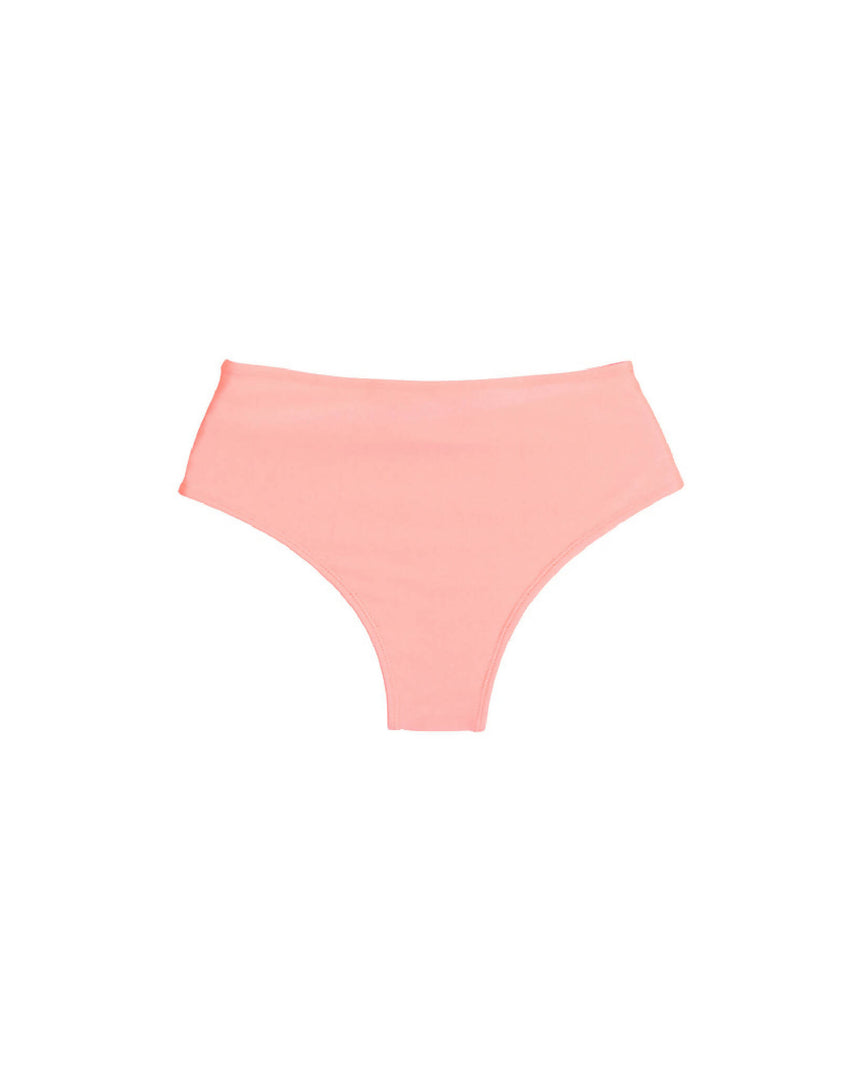 Calcinha de Biquíni Hot Pants Cintura Alta Rosa Bebê Fluorescente