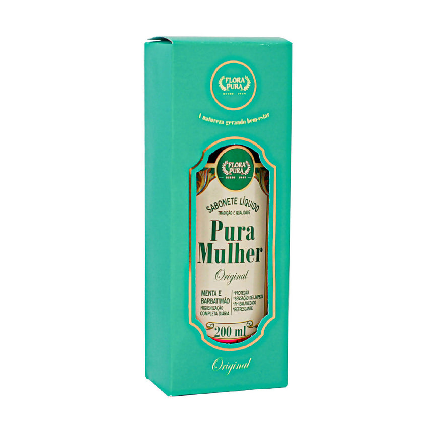 SABONETE LIQUIDO INTIMO - MENTA E BARBATIMÃO ORIGINAL NOVO 200ML | FLORA PURA