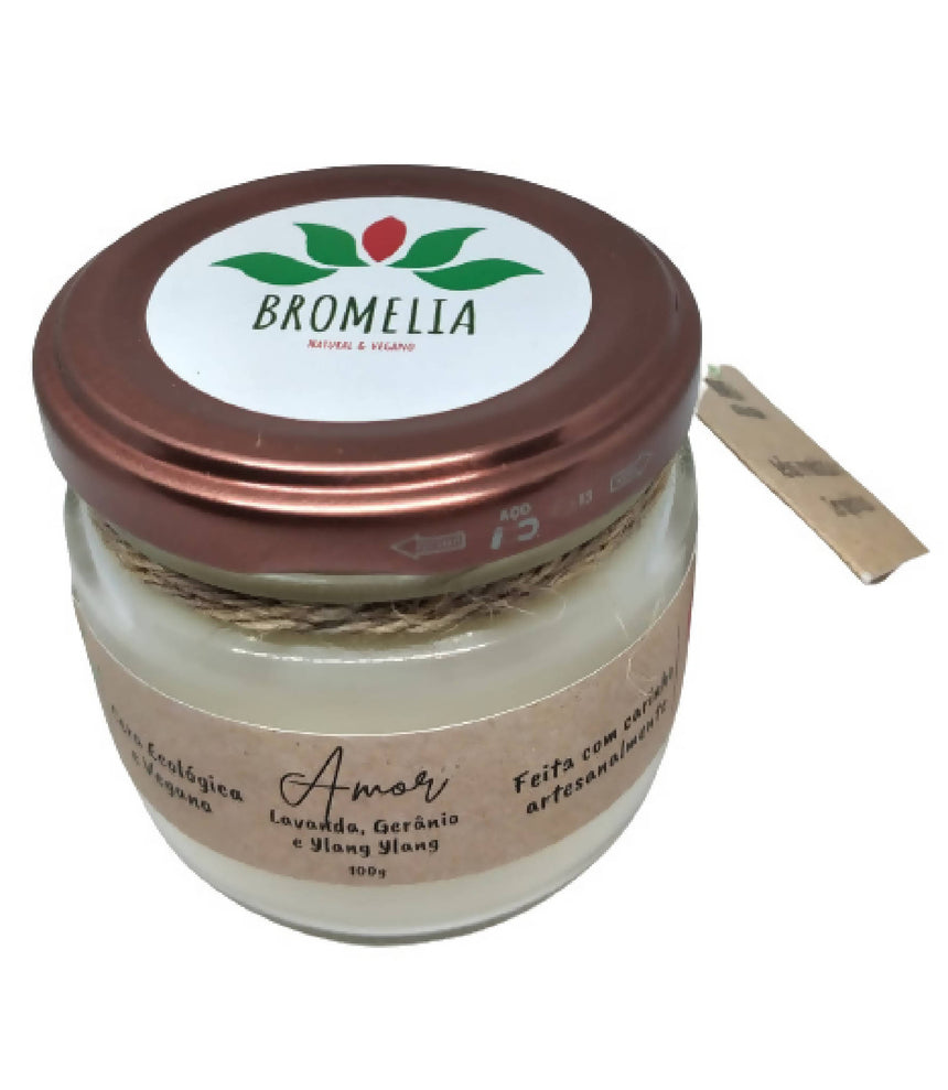 Amor - Vela Natural de Lavanda, Gerânio e Ylang Ylang Bromelia 100g