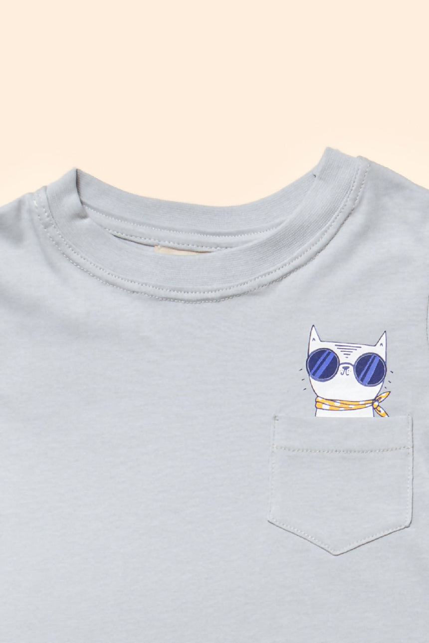 Camiseta Bebê Cinza Gatinhos