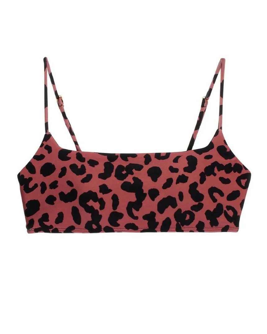 Top de Biquíni Decote Reto Animal Print Onça