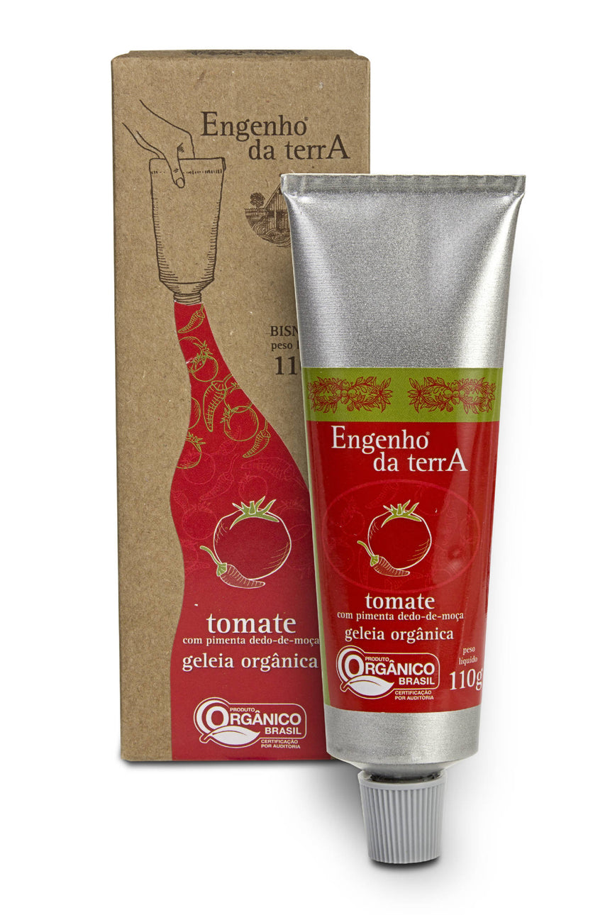 Geleia de tomate com pimenta orgânica Engenho da terra bisnaga 110g