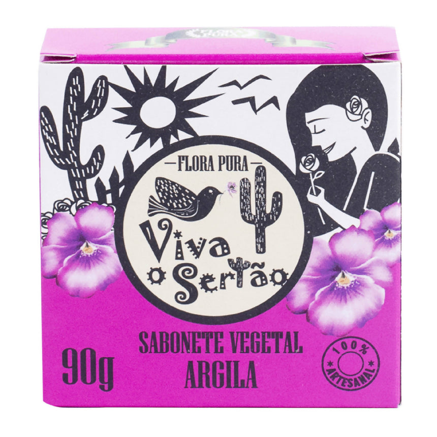 SABONETE VIVA O SERTÃO ARGILA BRANCA 90G | FLORA PURA