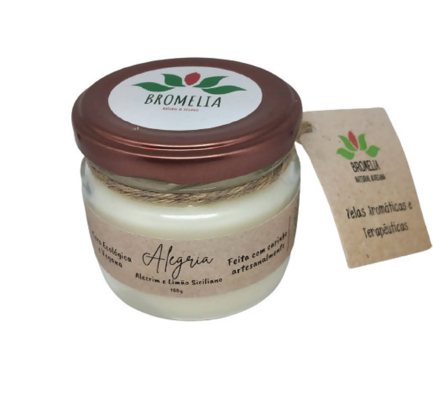 Alegria - Vela Natural de Alecrim e Limão Siciliano Bromelia 100g