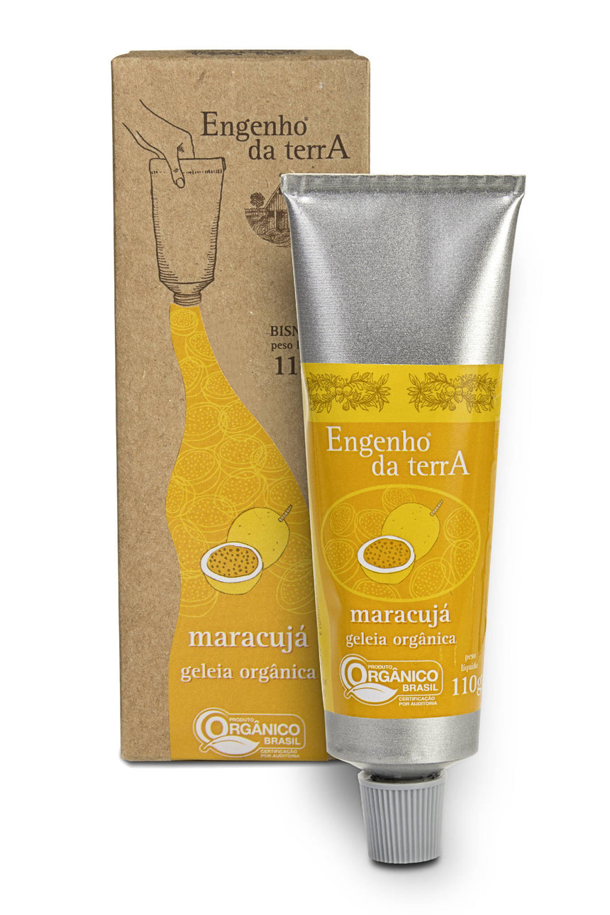 Geleia de maracujá orgânica Engenho da terra bisnaga 110g