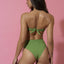 Calcinha de Biquíni Hot Pants Cintura Alta Verde Limão Texturizado