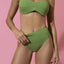 Calcinha de Biquíni Hot Pants Cintura Alta Verde Limão Texturizado