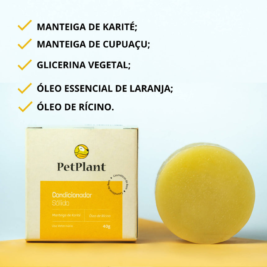 Condicionador Pet Sólido Natural e Vegano | Óleo de Rícino e Manteiga de Karité