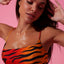 Top de Biquíni Decote Reto Animal Print Tiger