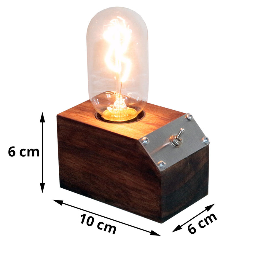 Luminária de Mesa Retrô Luminous Wood Chave on/off Clássica