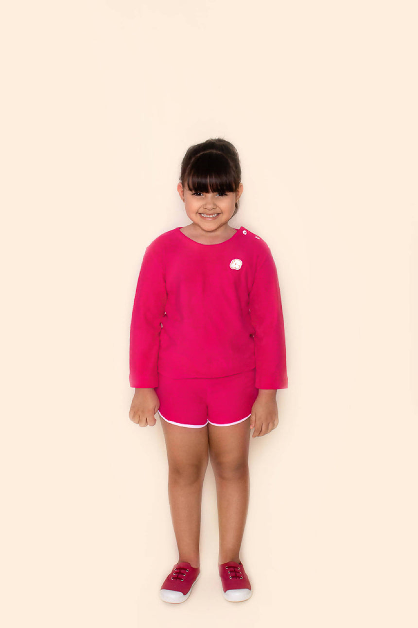 Blusa Manga Longa Infantil Atoalhada Rosa