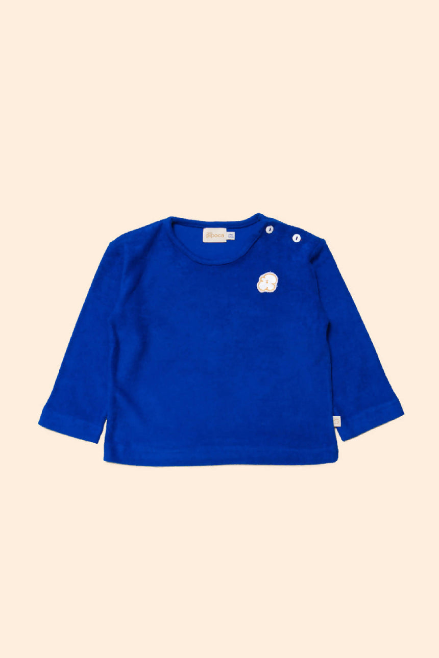 Blusa Manga Longa Infantil Atoalhada Azul