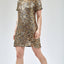 T-SHIRT DRESS BORDADO LUNA - DOURADO COM GRAFITE