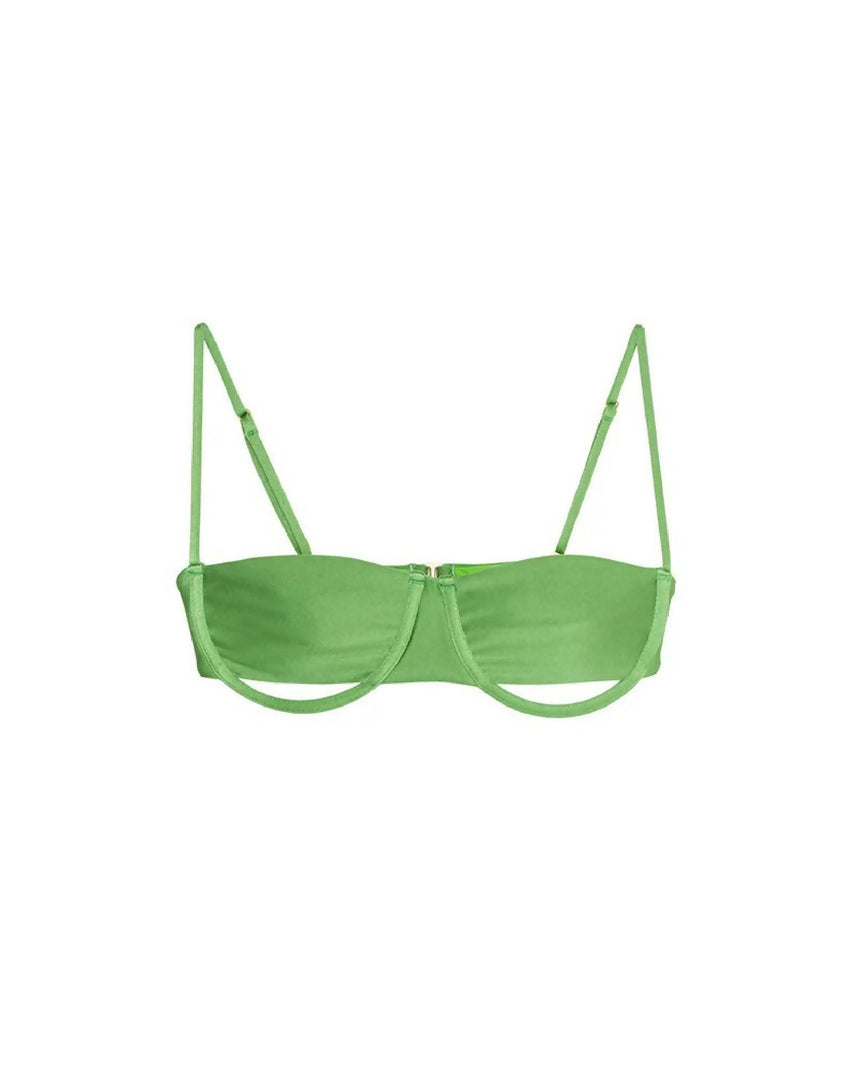 Top de Biquíni Meia Taça Underboob Verde Limão